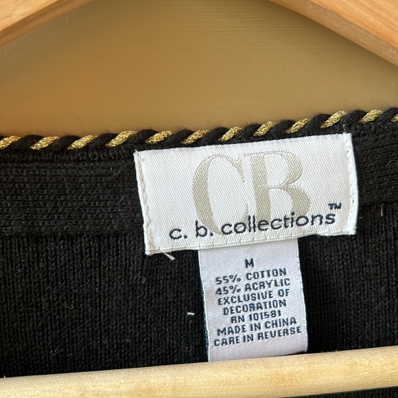 Vintage CB Collections Sz M Black Embellished Christmas Sweater Cardigan - Picture 4 of 8